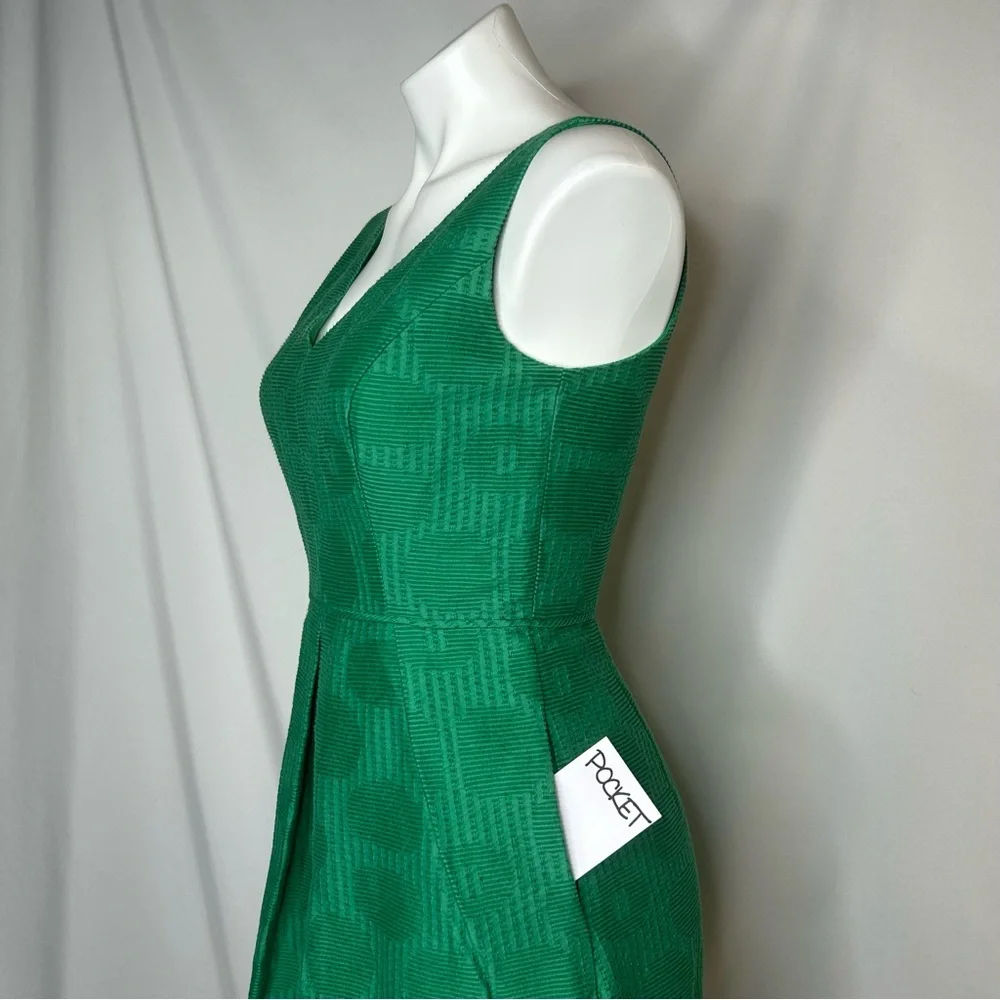 J.CREW Jacquard V-Neck "Dublin Green" Mini Dress, 2 - Picture 6 of 12